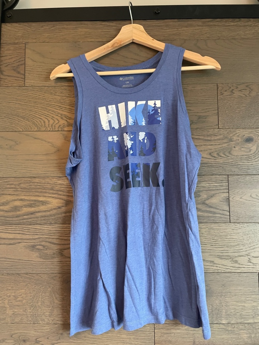 Columbia Blue Graphic Tank - Hike And Seek Print